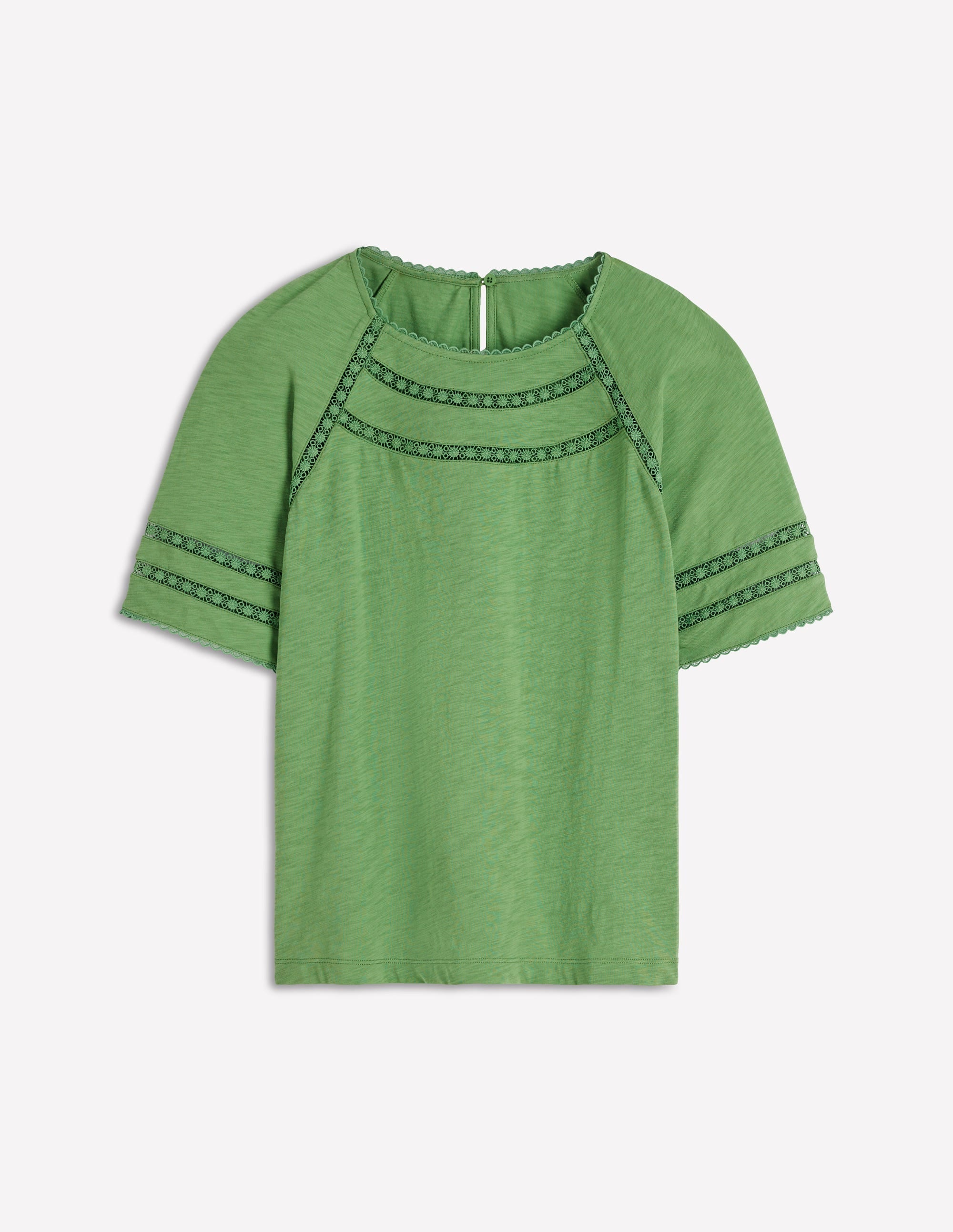Poppy Trim Crew T-shirt-Bright Emerald