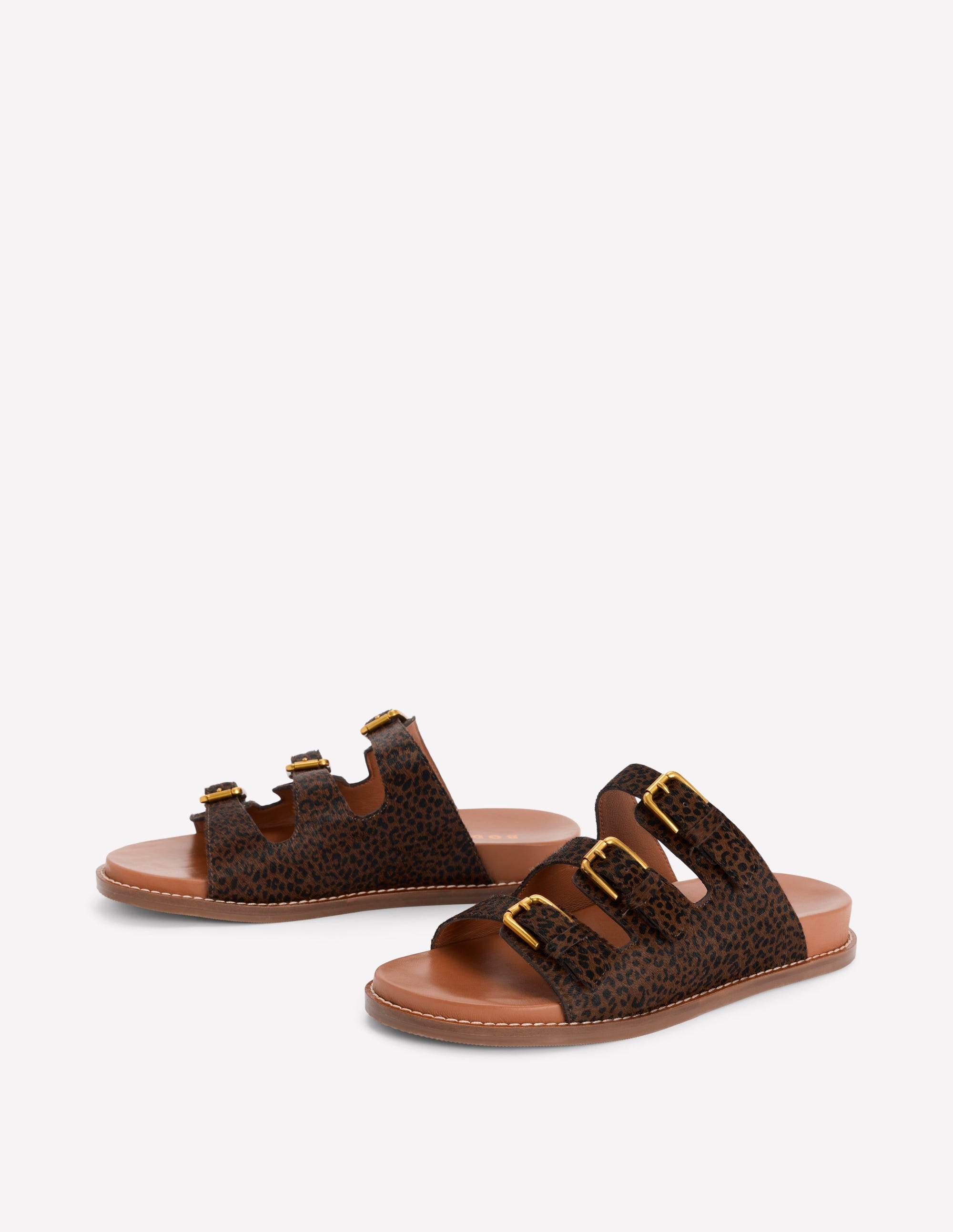 Triple Strap Footbed Sandal-Leopard