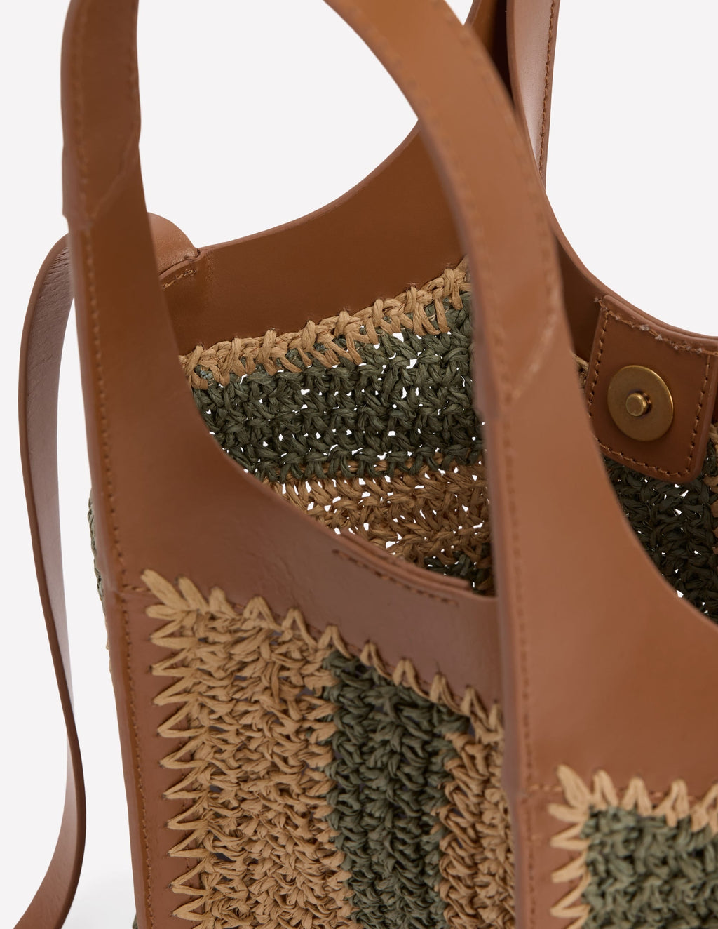 Mini Straw Tote-Khaki/Natural Stripe
