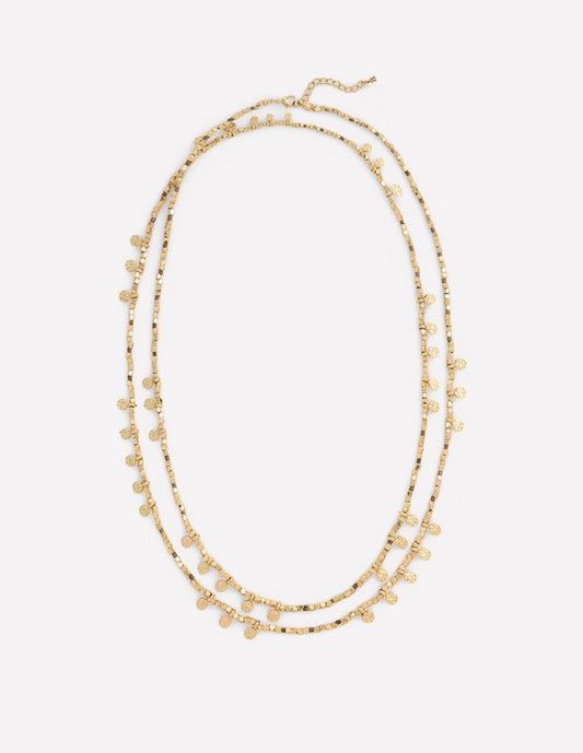 Double Strand Bead Necklace-Gold