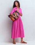 Aria Collared Jersey Dress-Passion Flower