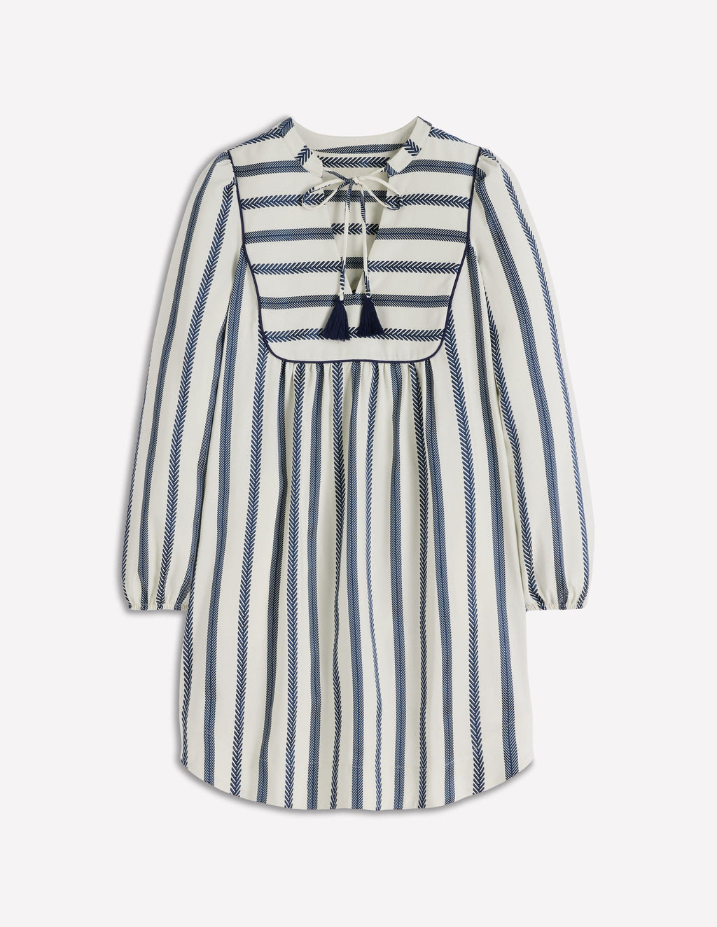 Pia Cotton Yoke Dress-Blue Stripe