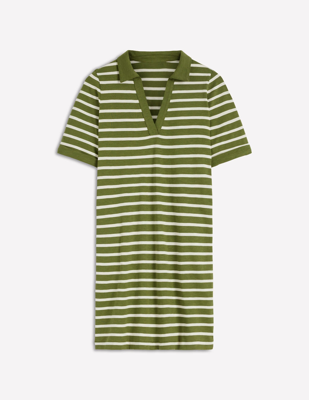 Tilda Jersey T-shirt Dress-Olive and Ivory Stripe
