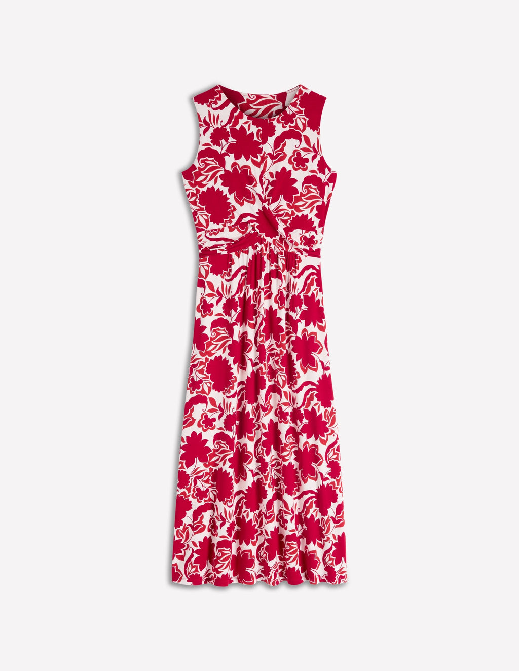 Zara Cross Waist Jersey Dress-Merida Red, Shadow Blossom