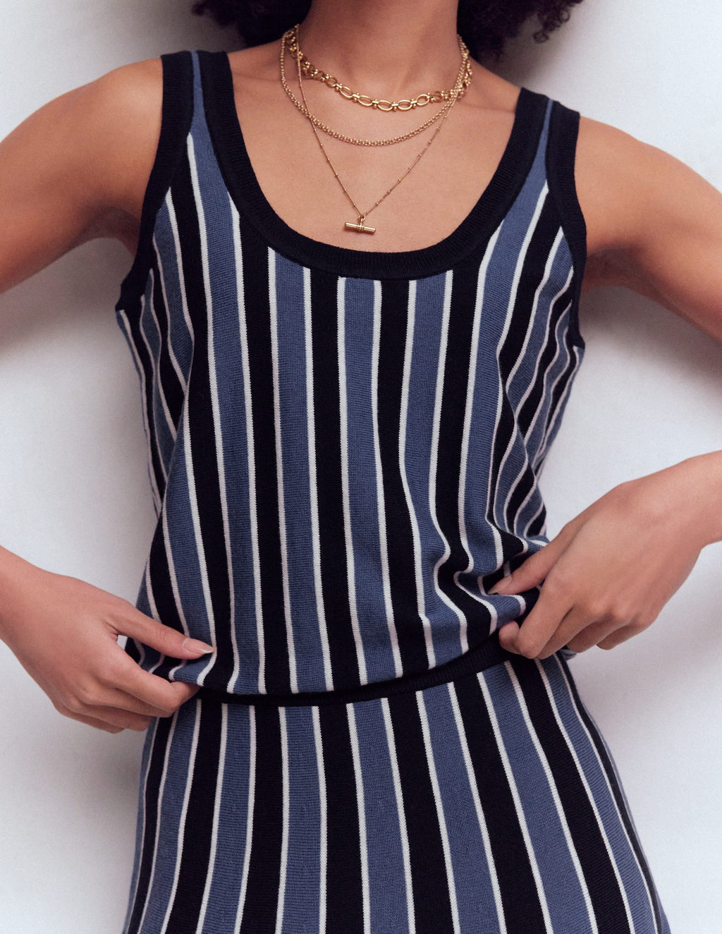 Liz Knitted Tank-True Navy Stripe