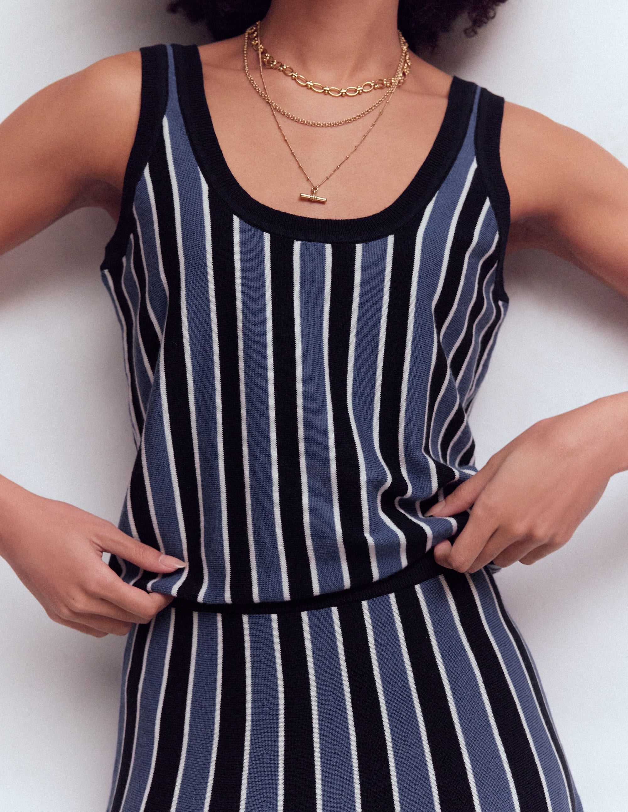 Liz Knitted Tank-True Navy Stripe