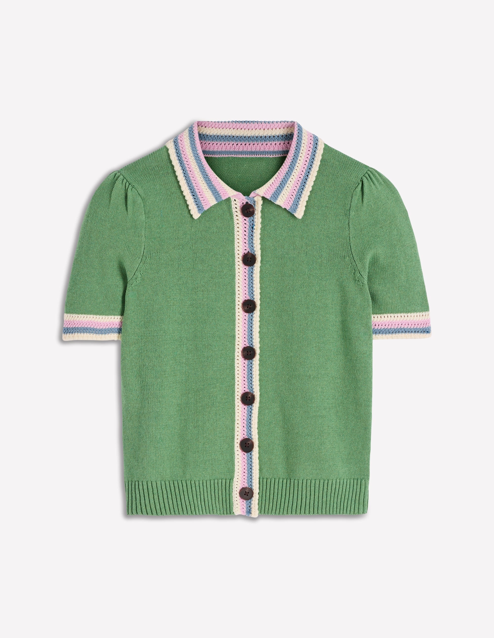 Saffron Crochet Trim Cardigan-Green