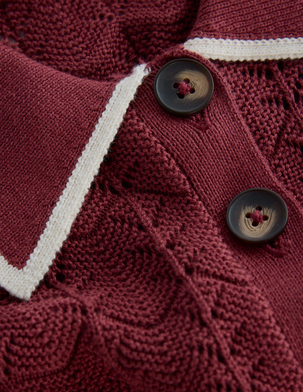 Pointelle Henley T-shirt-Rich Chestnut