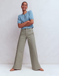 High Rise Wide Leg Jeans-Blue Stripe