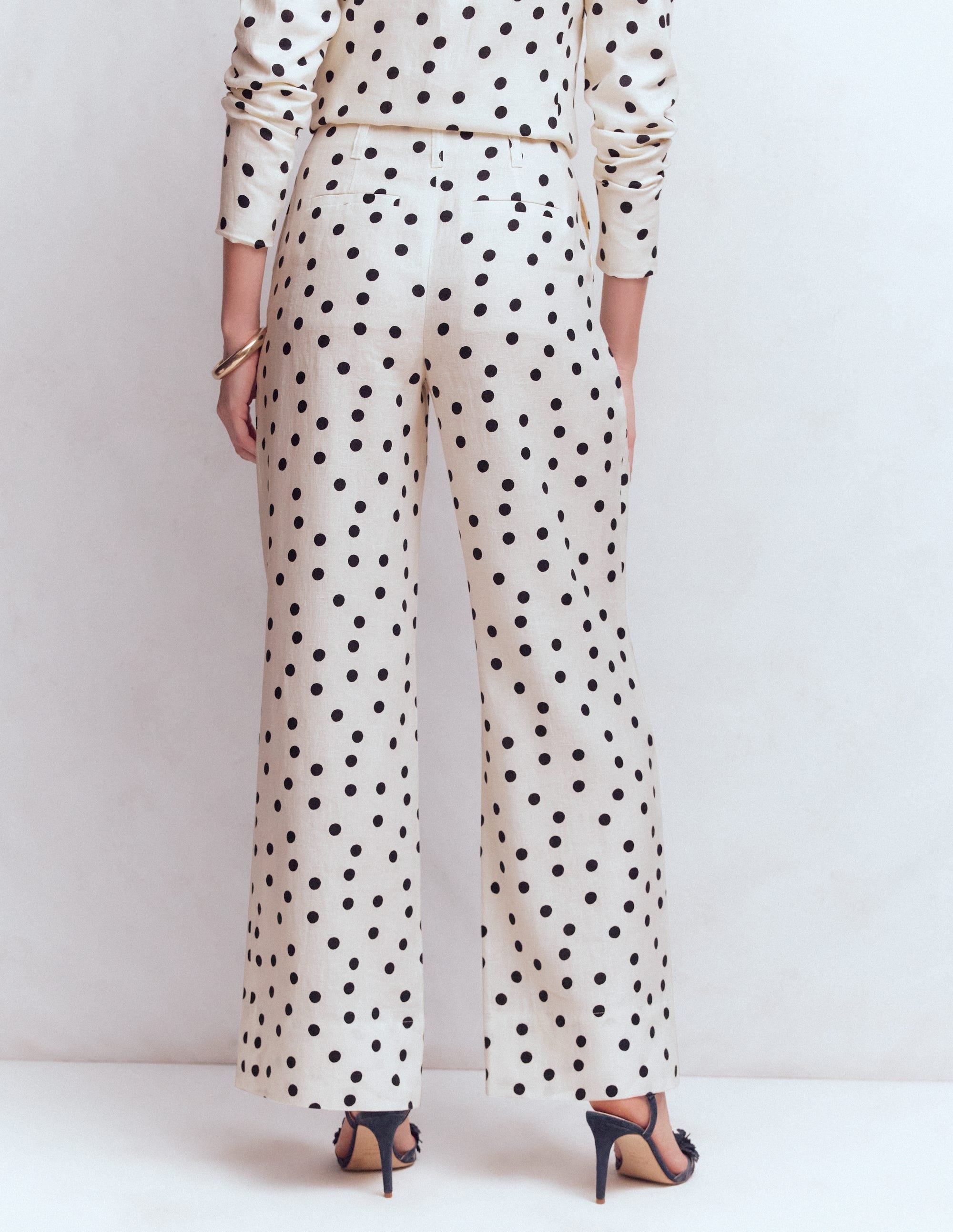 Mayfair Linen Pants-Ivory, Painted Dot