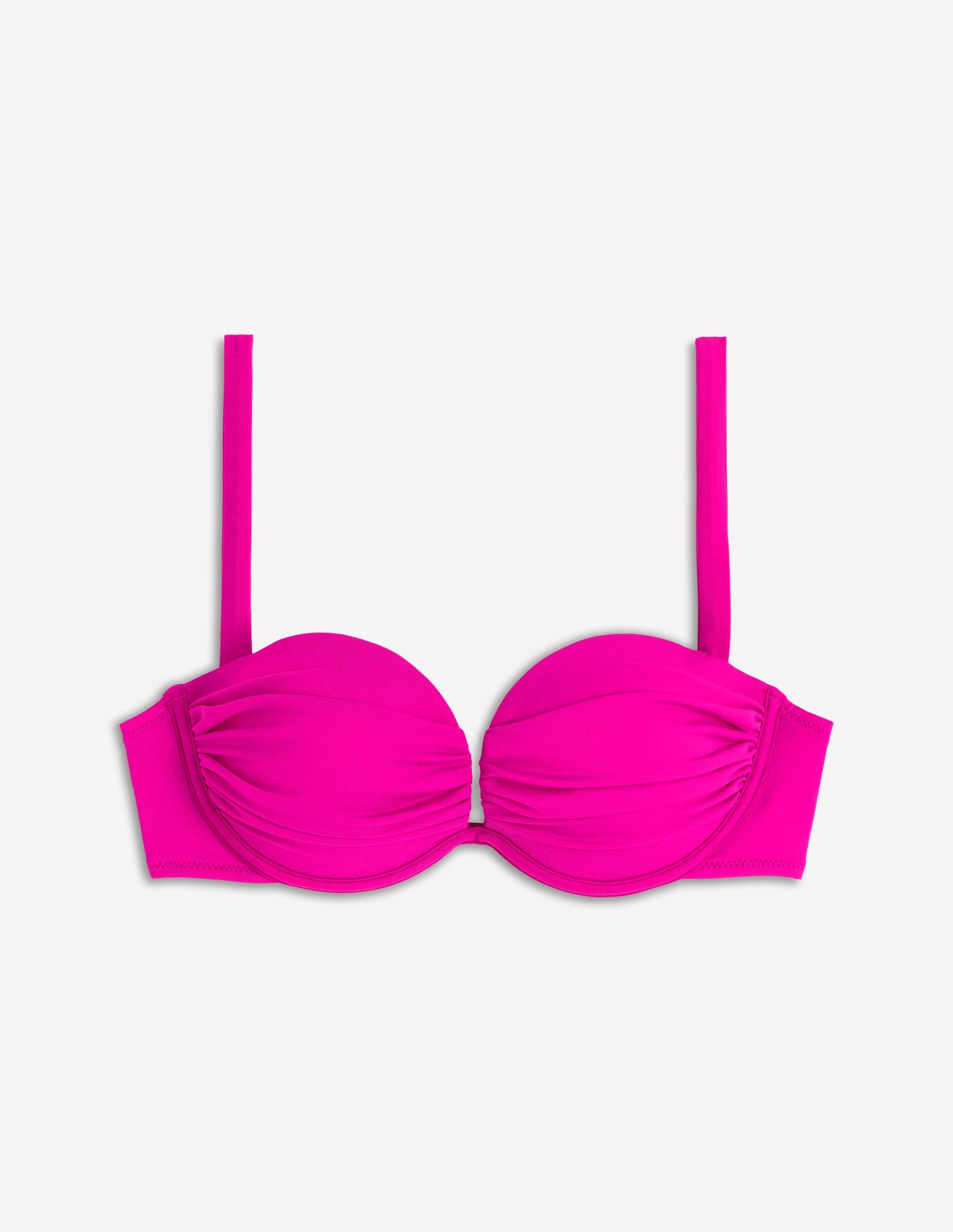Pleated Cup Bikini Top-Bright Fuchsia
