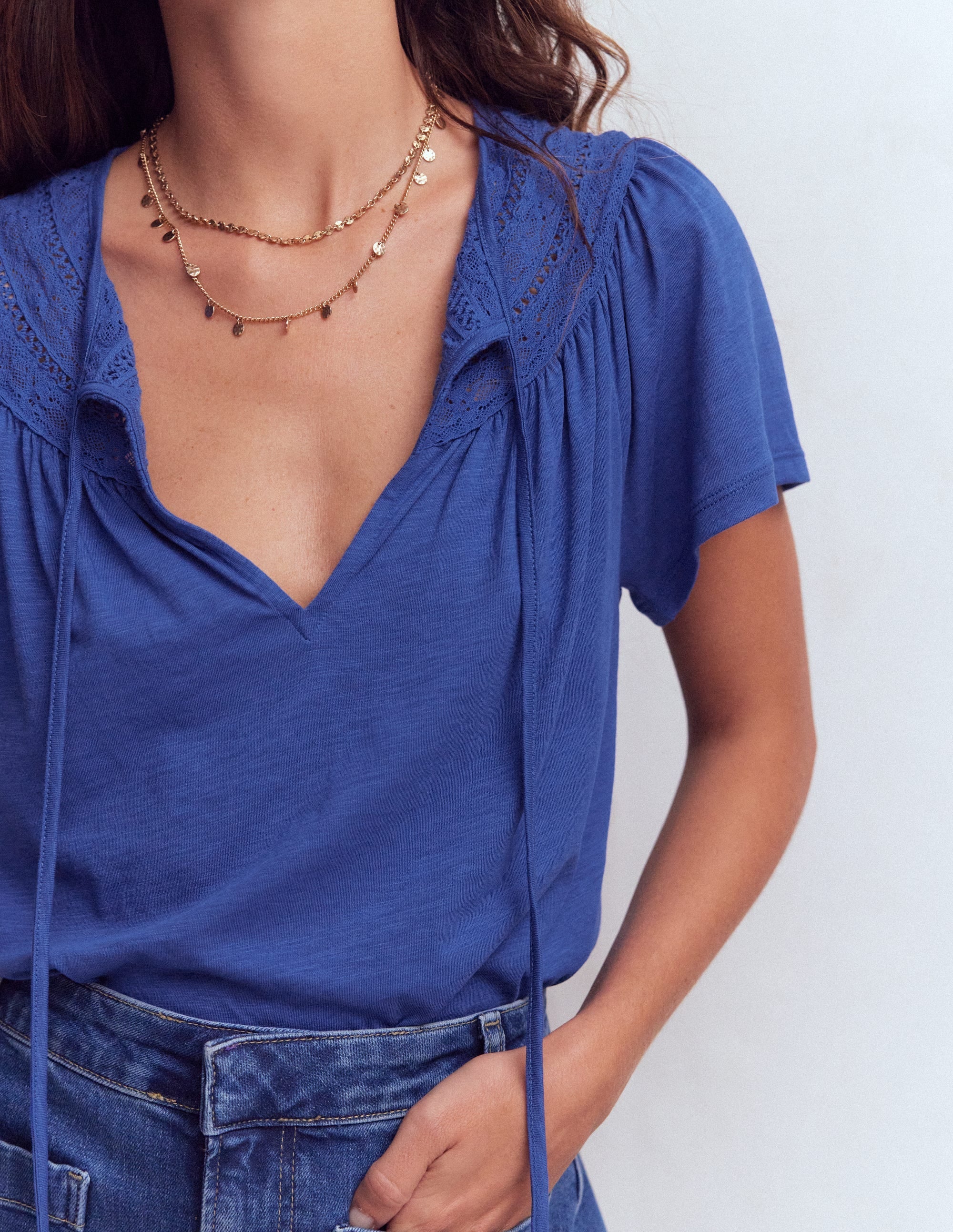 Edi Trim Detail T-shirt-Beaucoup Blue