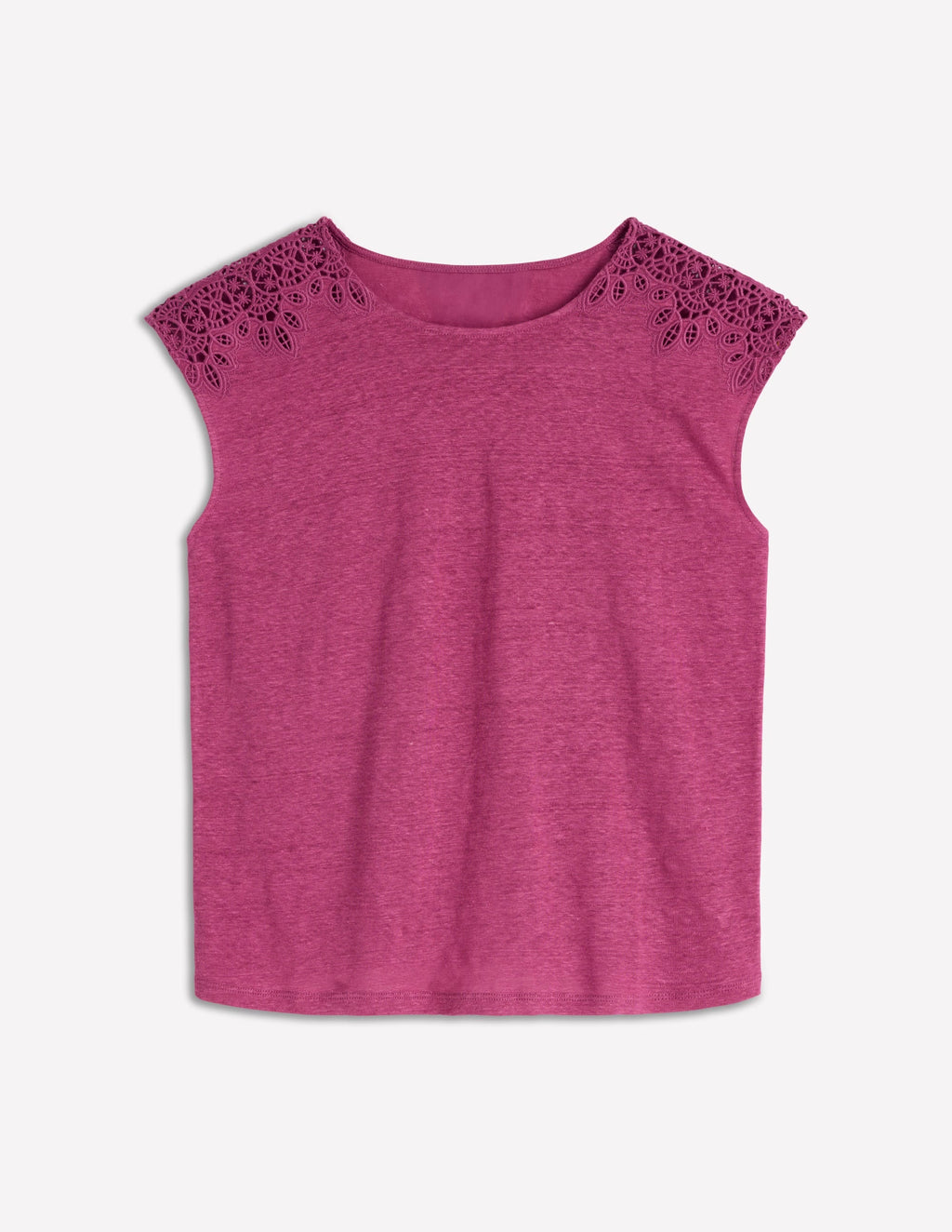 Tara Cutwork Linen Tee-Purple Damson
