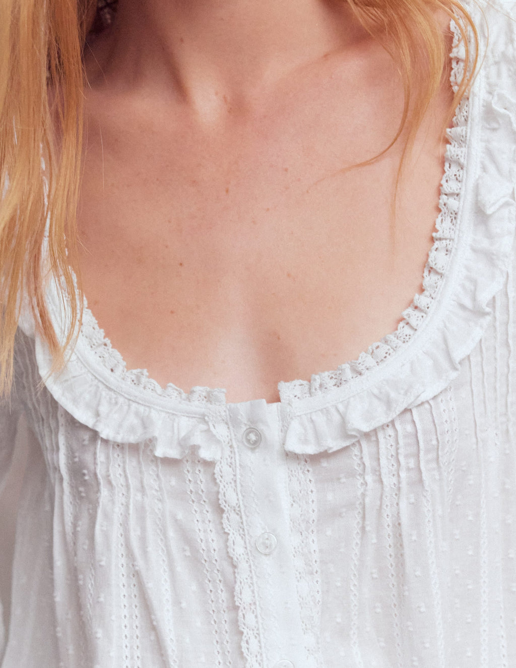 Scoop Neck Ruffle Top-White