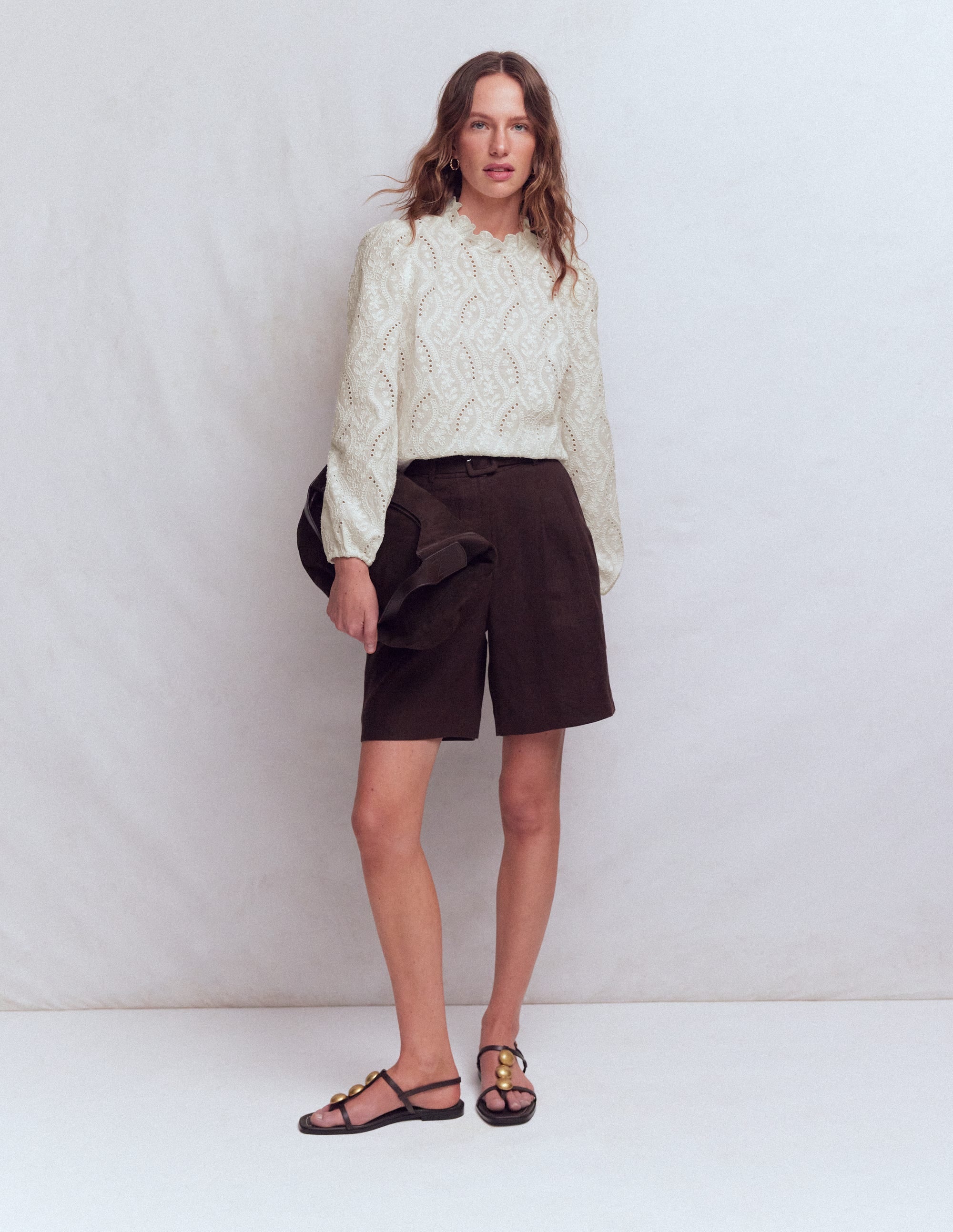 Puff Sleeve Interest Top-Ivory