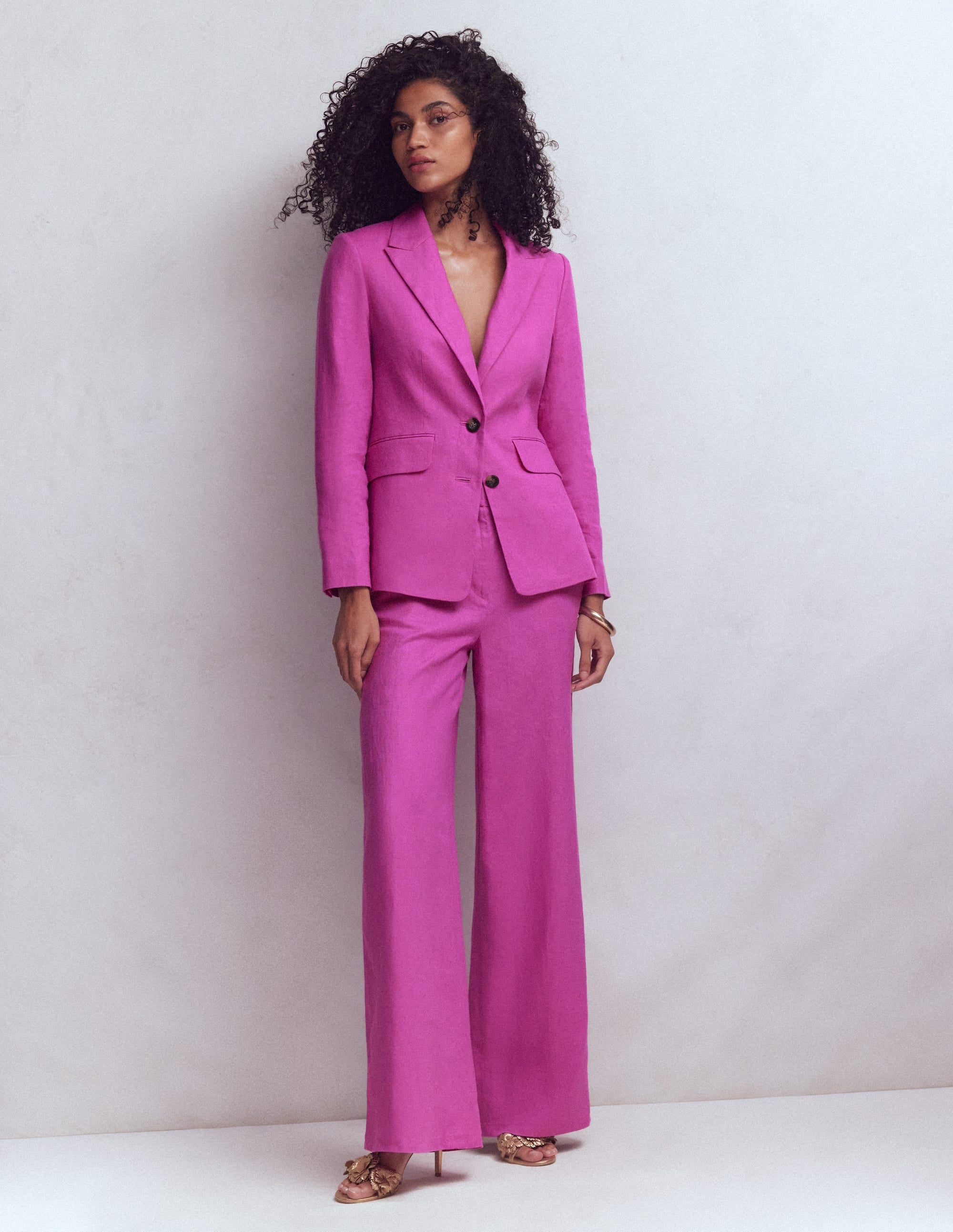 Stamford Linen Blazer-Passion Flower