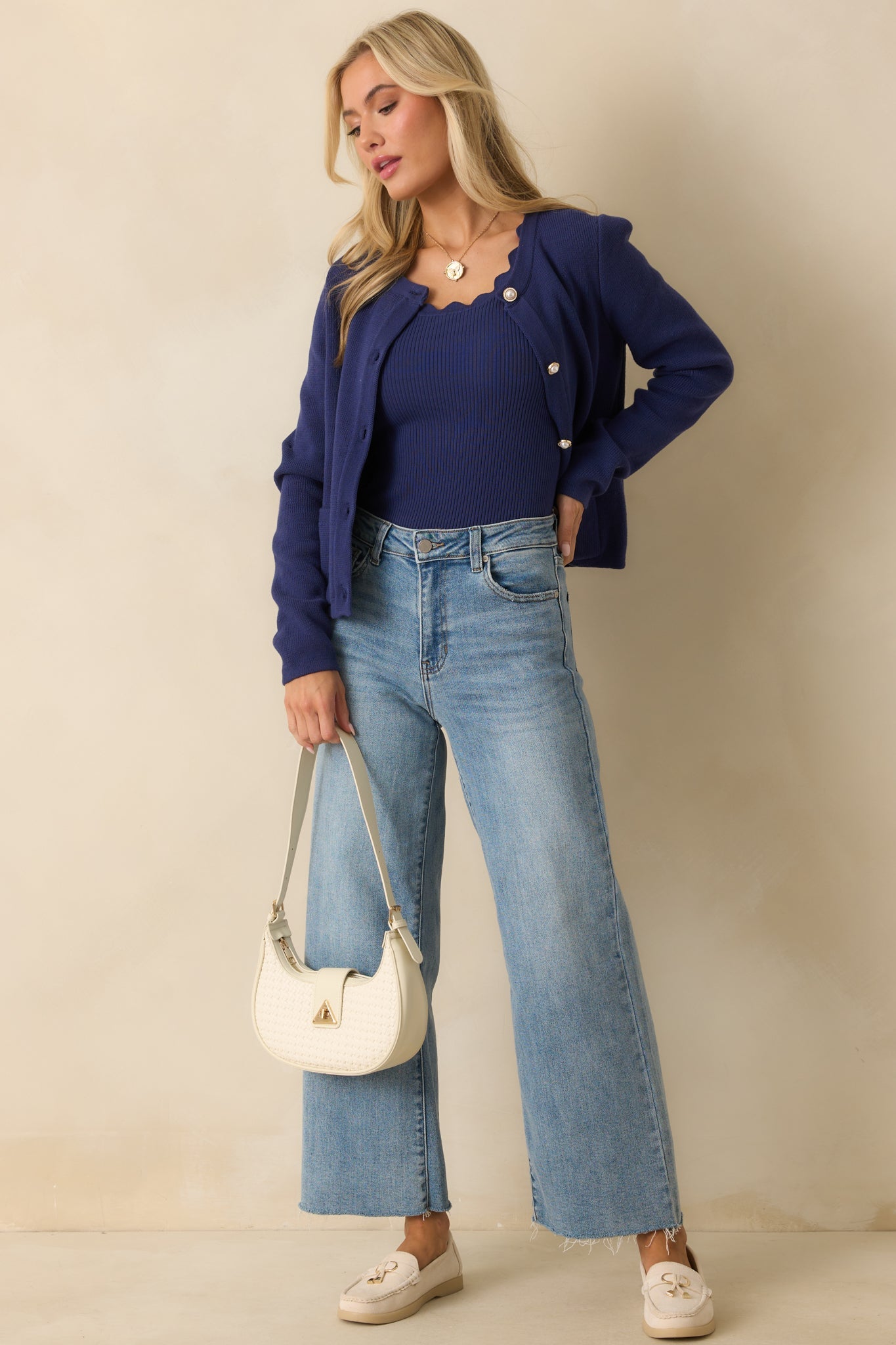 Prosperina Kennedy Navy Cotton Cardigan