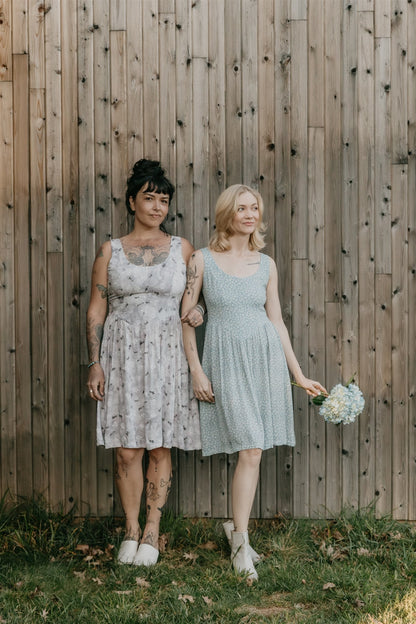 Agnes dress in Blue Calico Crepe
