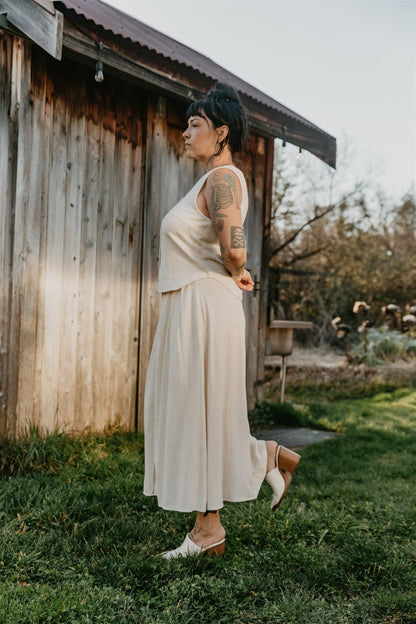 Aviva Top in Oat Irish Linen
