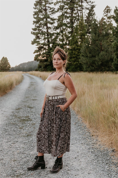 Trices Skirt in Brown Floral