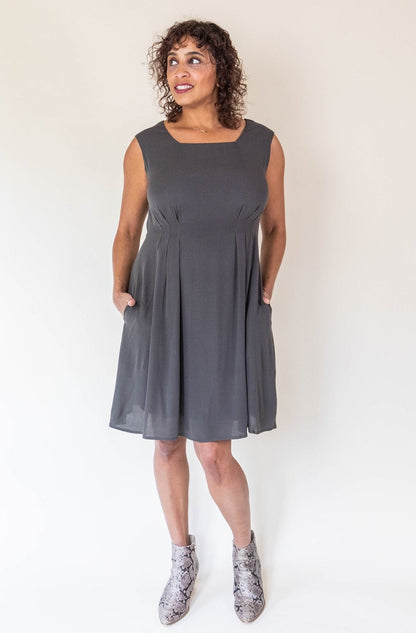 Pleiades Dress in Olive Crepe