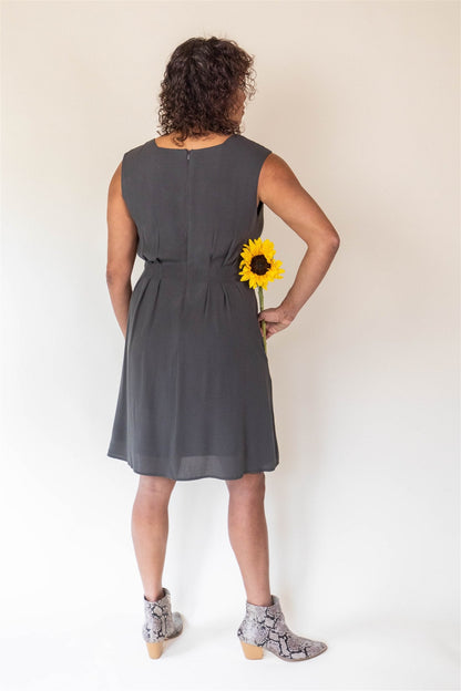 Pleiades Dress in Olive Crepe