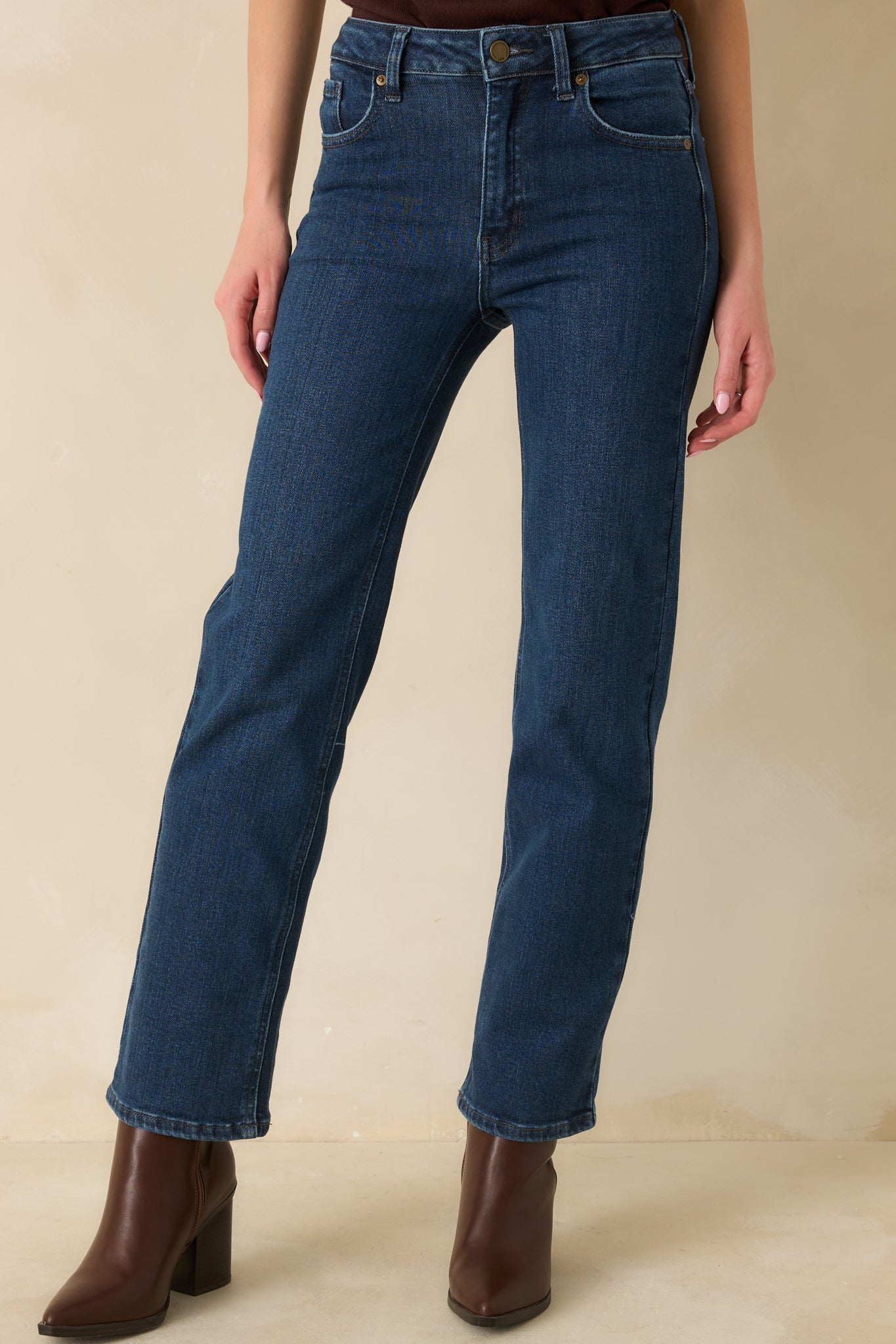 The Daily Edit Dark Wash Straight Leg Jeans
