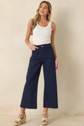 Prosperina Miller Navy Cotton Scalloped Pocket Pants