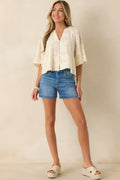 FRNCH Maresias Ivory Eyelet Embroidered Kimono Blouse