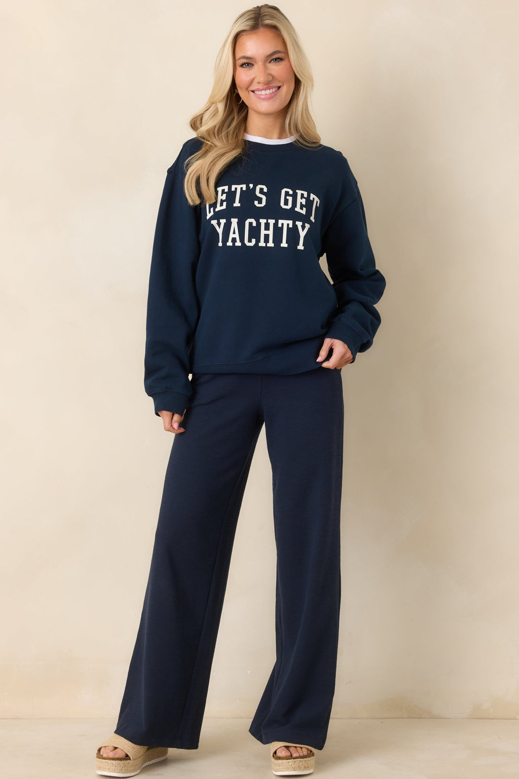 Z Supply Navy Blue Andre Wide Leg Pants