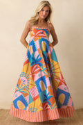 Paradisa Atlantis Multi Tropical Mosaic Linen Blend Maxi Dress
