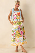 Prosperina Harley Multi Linen Blend Floral Print Peplum Top