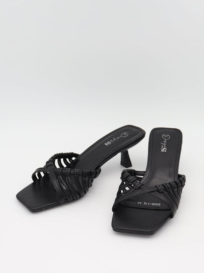 Elba mules with braided details – Black