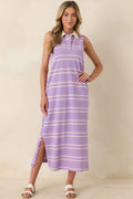 Polished Play Lavender Stripe Cotton Sleeveless Maxi Dress