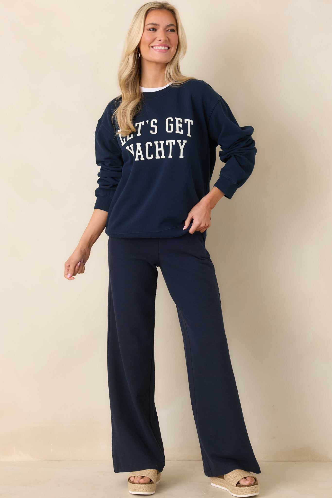 Z Supply Navy Blue Andre Wide Leg Pants