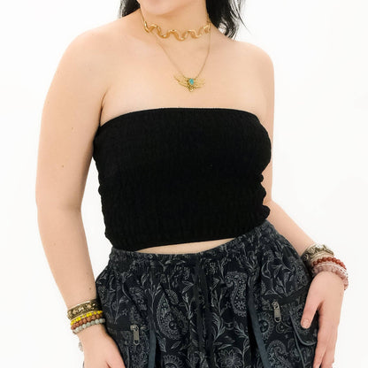 Smocked Bandeau Cotton Tube Top