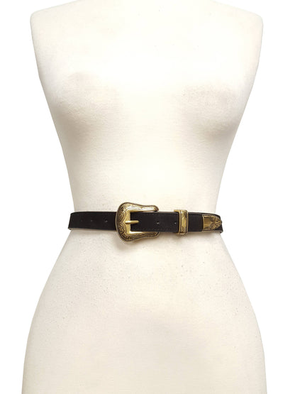 Genuine Suede Leather Belt with Western Buckle
