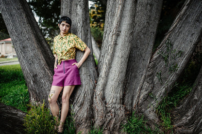 Breezy Shorts in Electric Violet Linen