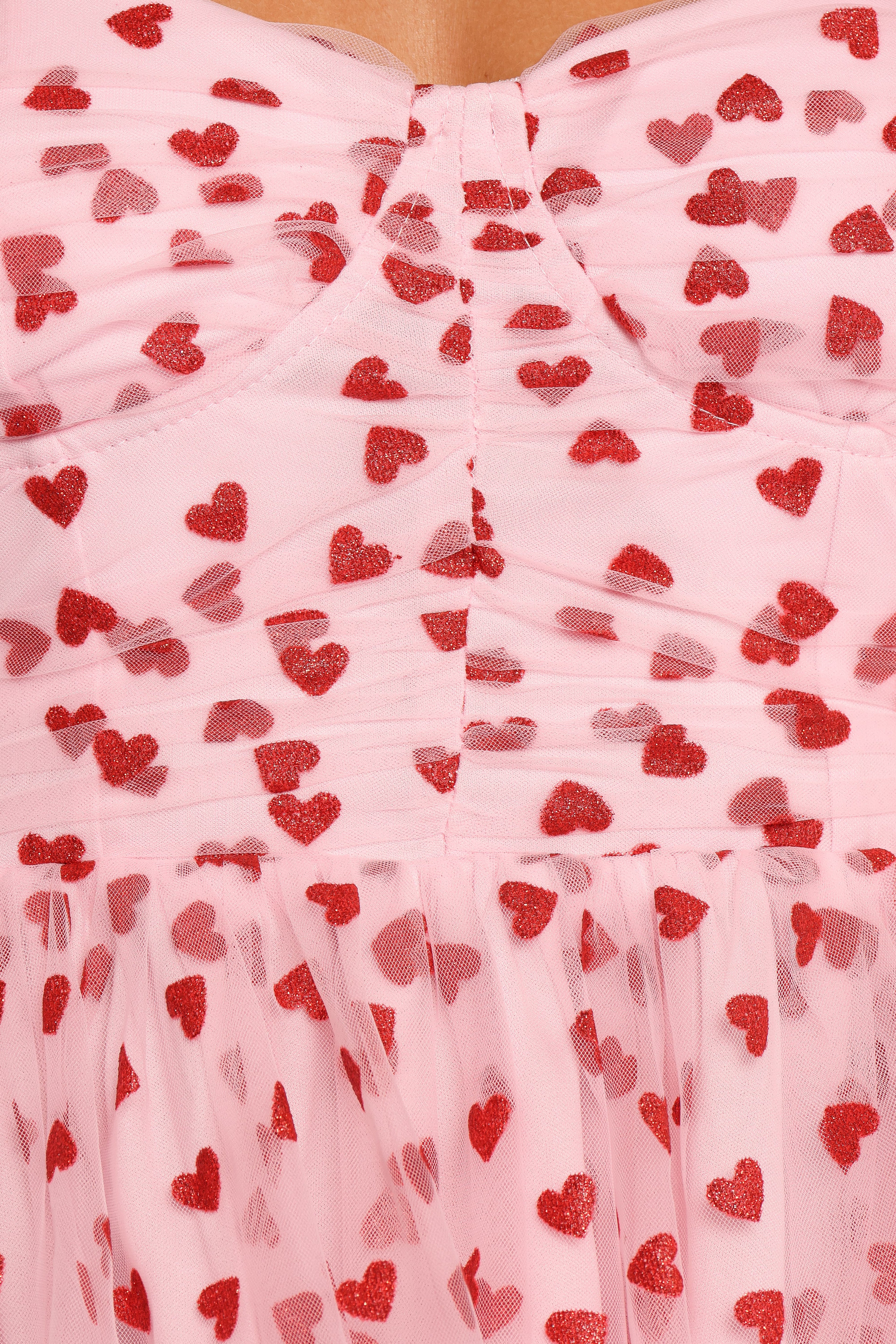Floret Midi Dress - Red Hearts